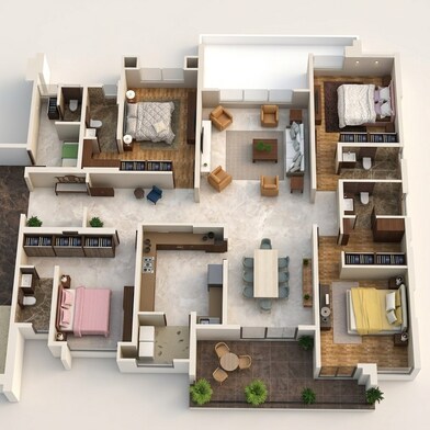 Floor plan of 4 BHK 2263 Sq. Ft. Apartment in Kumar Privie Sanctum, Pune