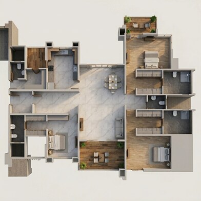 Floor plan of 3 BHK 1611 Sq. Ft. Apartment in Kumar Privie Sanctum, Pune