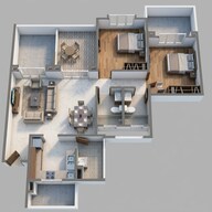 Floor plan of 2 BHK 683 Sq. Ft. Apartment in Kolte Patil 24K Sereno, Pune