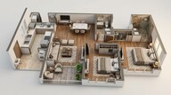 Floor plan of 2 BHK 850 Sq. Ft. Apartment in Lodha Giardino, Pune