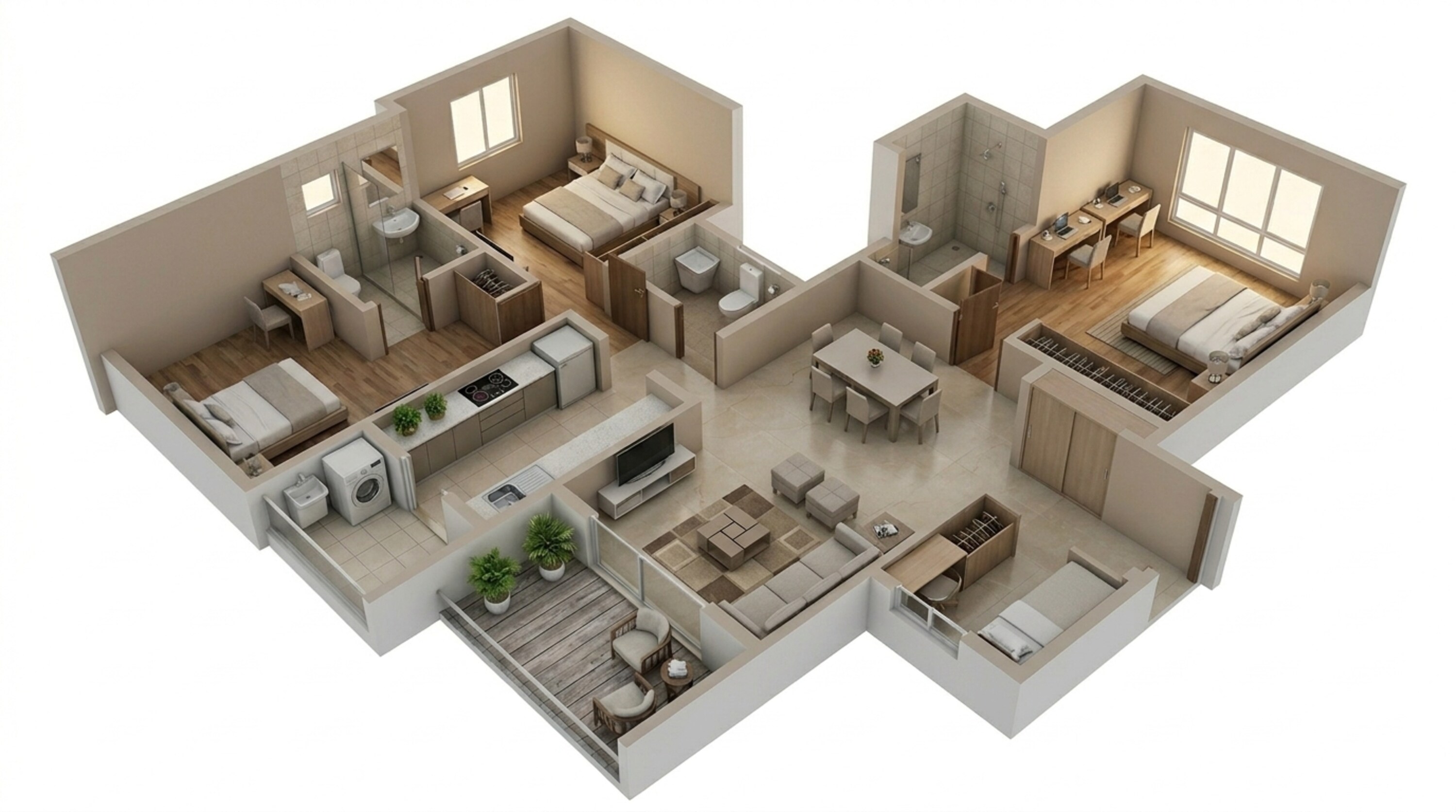Floor plan of 3 BHK 938 Sq. Ft. Apartment in Lodha Giardino, Pune