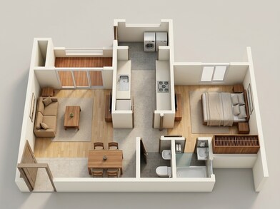 Floor plan of 1 BHK 479 Sq. Ft. Apartment in Lodha Casa Belvedere, Thane
