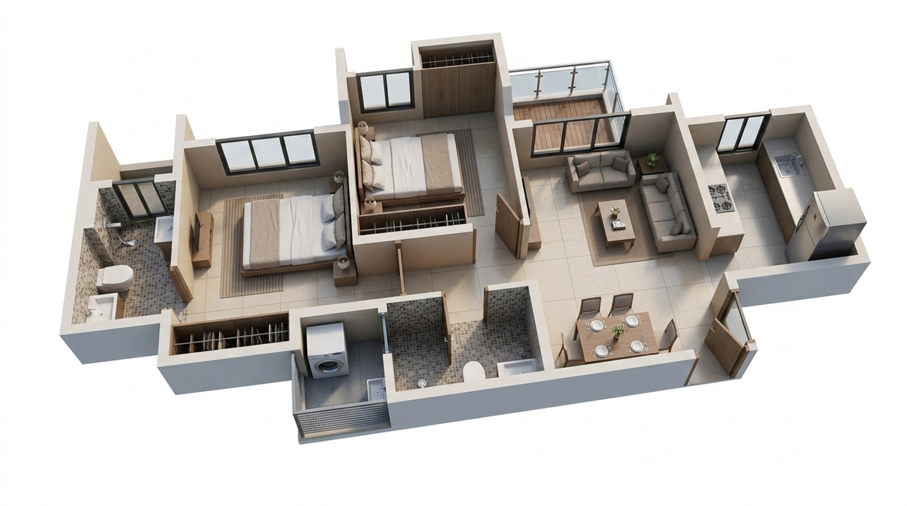 Floor plan of 2 BHK 572 Sq. Ft. Apartment in Lodha Casa Belvedere, Thane