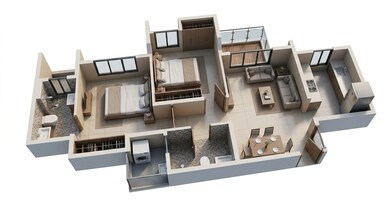 Floor plan of 2 BHK 572 Sq. Ft. Apartment in Lodha Casa Belvedere, Thane