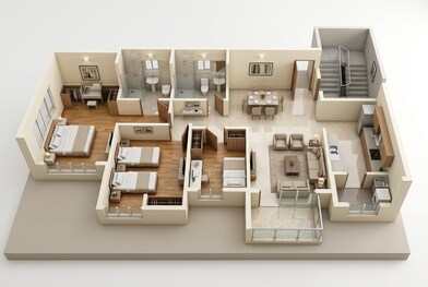 Floor plan of 3 BHK 960 Sq. Ft. Apartment in Lodha Casa Belvedere, Thane