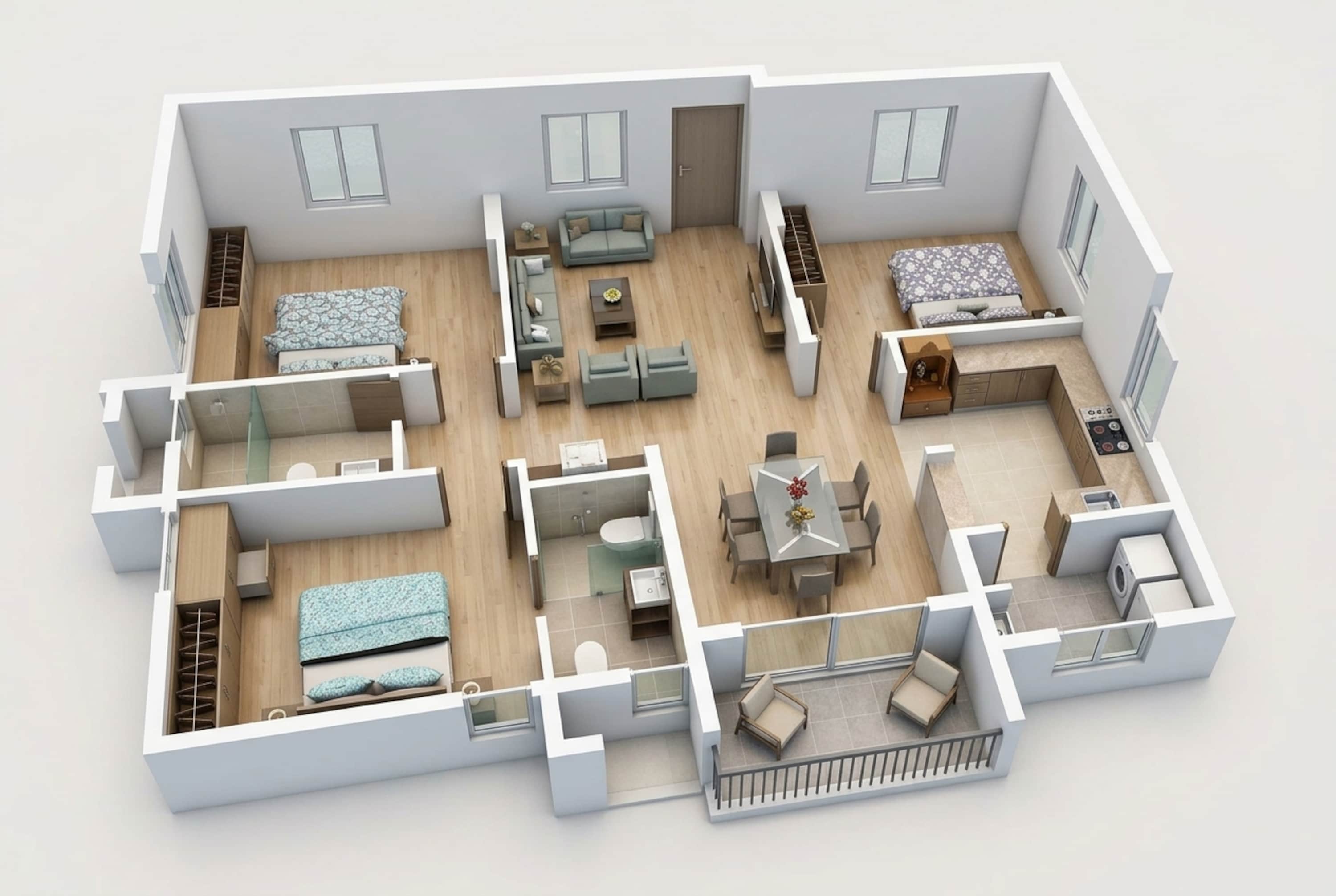 Floor plan of 2 BHK 1494 Sq. Ft. Apartment in Aparna Cyber On, Hyderabad