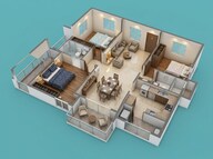 Floor plan of 2 BHK 1584 Sq. Ft. Apartment in Aparna Cyber On, Hyderabad