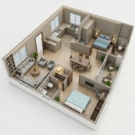 Floor plan of 2 BHK 1290 Sq. Ft. Apartment in Aparna Cyber Star, Hyderabad