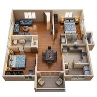 Floor plan of 2 BHK 1348 Sq. Ft. Apartment in Aparna Cyber Star, Hyderabad