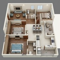 Floor plan of 3 BHK 1565 Sq. Ft. Apartment in Aparna Cyber Star, Hyderabad