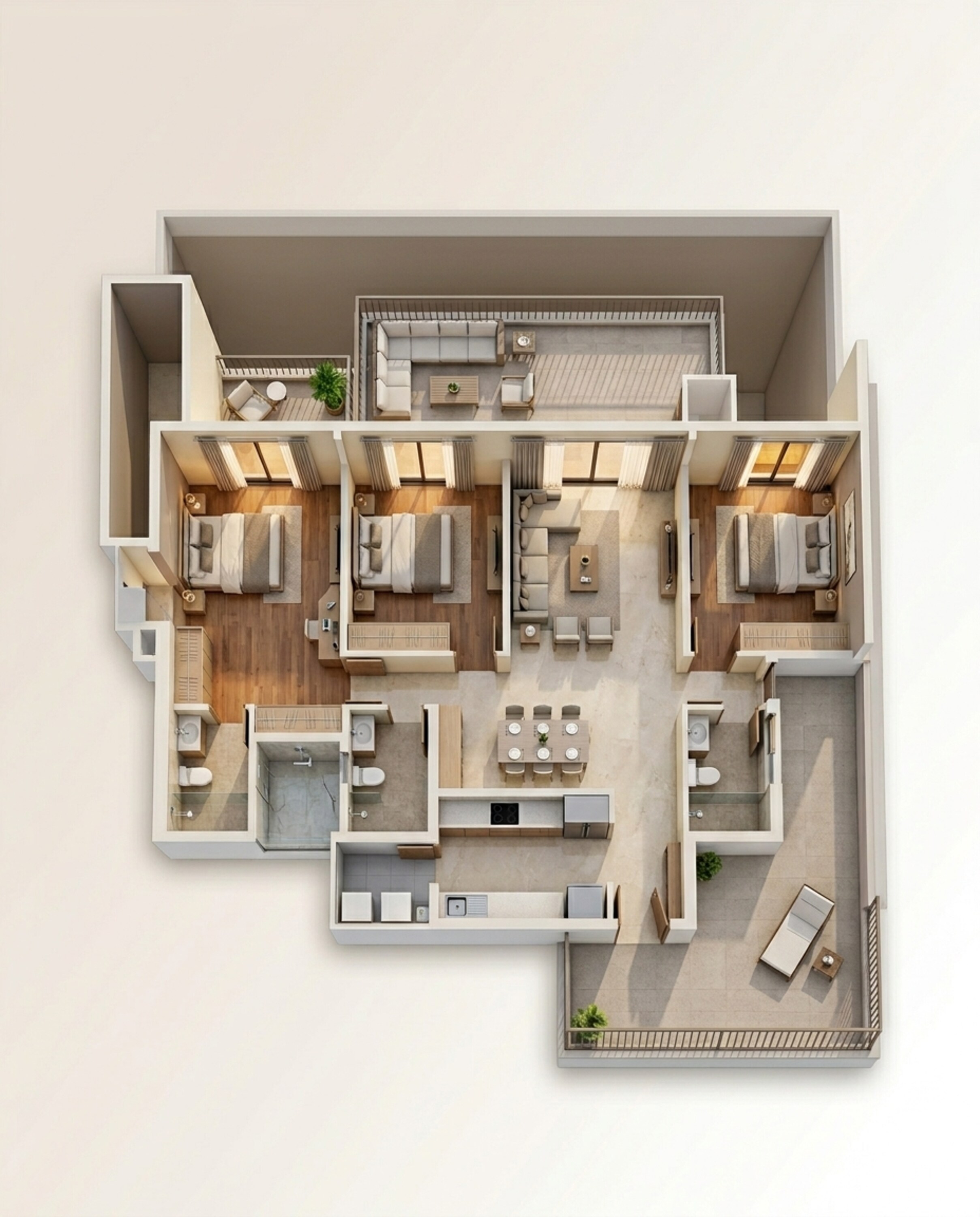 Floor plan of 3 BHK 1158 Sq. Ft. Apartment in Mahindra Citadel, Pune