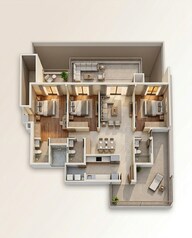 Floor plan of 3 BHK 1158 Sq. Ft. Apartment in Mahindra Citadel, Pune