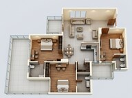 Floor plan of 3 BHK 1980 Sq. Ft. Apartment in Gaur Yamuna City, Greater Noida
