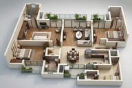 Floor plan of 3 BHK 2304 Sq. Ft. Apartment in Amrapali Leisure Park, Greater Noida