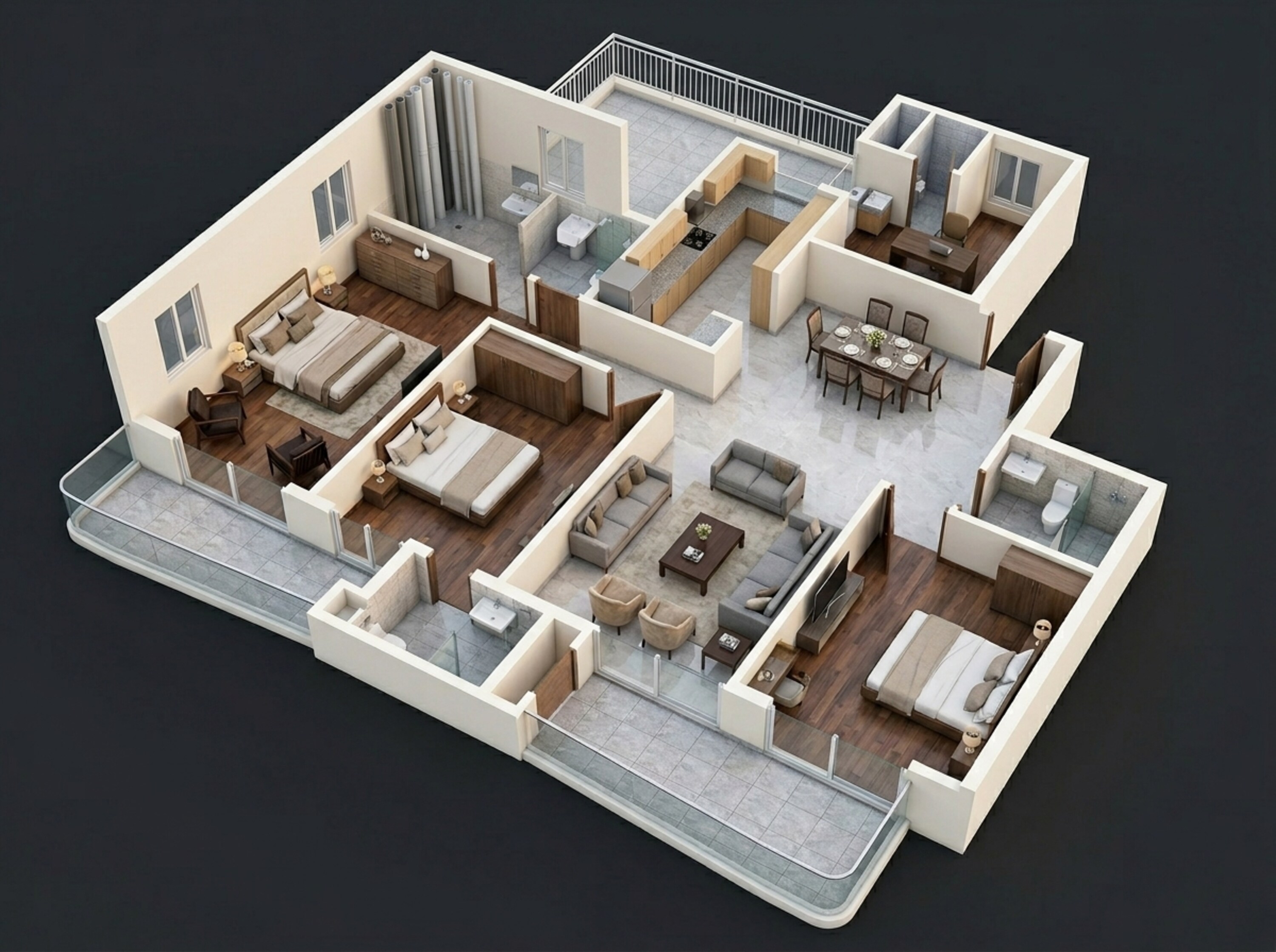 Floor plan of 3 BHK 2772 Sq. Ft. Apartment in Amrapali Centurian Park, Greater Noida