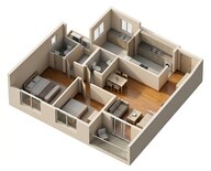 Floor plan of 2 BHK 756 Sq. Ft. Apartment in Vilas Javdekar K38, Pune
