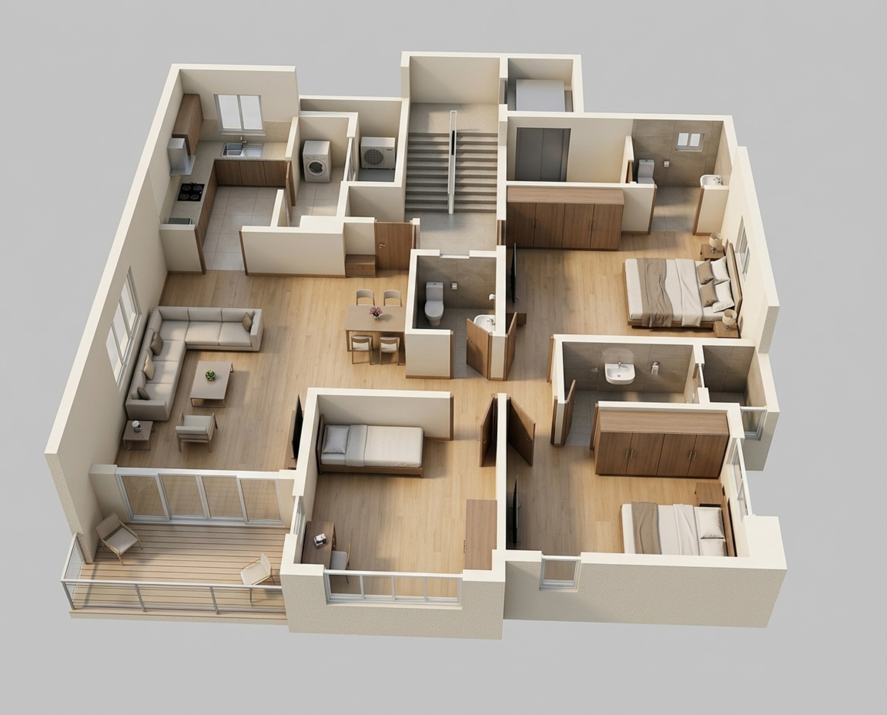 Floor plan of 3 BHK 1080 Sq. Ft. Apartment in Vilas Javdekar K38, Pune