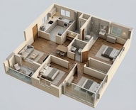 Floor plan of 3 BHK 1120 Sq. Ft. Apartment in Vilas Javdekar K38, Pune