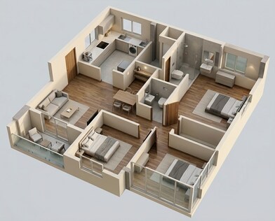 Floor plan of 3 BHK 1120 Sq. Ft. Apartment in Vilas Javdekar K38, Pune