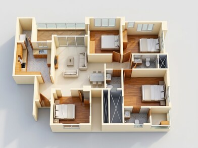 Floor plan of 4 BHK 1311 Sq. Ft. Apartment in Vilas Javdekar K38, Pune
