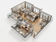 Floor plan of 2 BHK 782 Sq. Ft. Apartment in Godrej Serene, Pune
