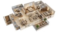 Floor plan of 3 BHK 1158 Sq. Ft. Apartment in Mahindra Citadel Bastion, Pune