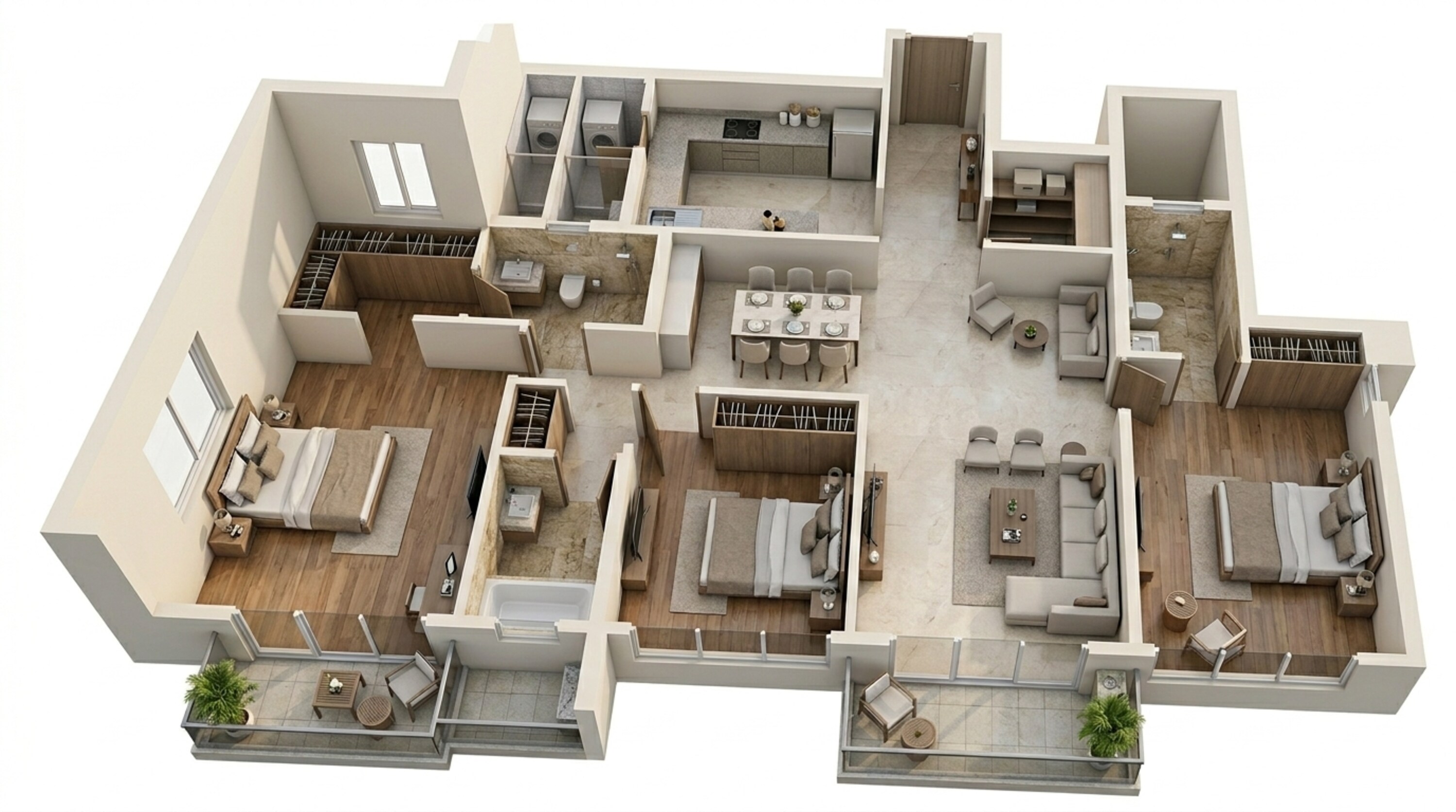 Floor plan of 3 BHK 1377 Sq. Ft. Apartment in Mahindra Citadel Bastion, Pune