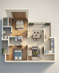 Floor plan of 2 BHK 1105 Sq. Ft. Apartment in Ajit Oro Atlantis, Lucknow