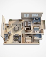 Floor plan of 3 BHK 1365 Sq. Ft. Apartment in Ajit Oro Atlantis, Lucknow