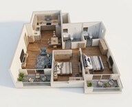 Floor plan of 2 BHK 823 Sq. Ft. Apartment in Nyati Equinox, Pune