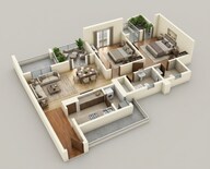 Floor plan of 1 BHK 754 Sq. Ft. Apartment in K Raheja Vistas Premiere, Pune