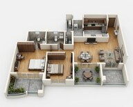 Floor plan of 2 BHK 801 Sq. Ft. Apartment in K Raheja Vistas Premiere, Pune