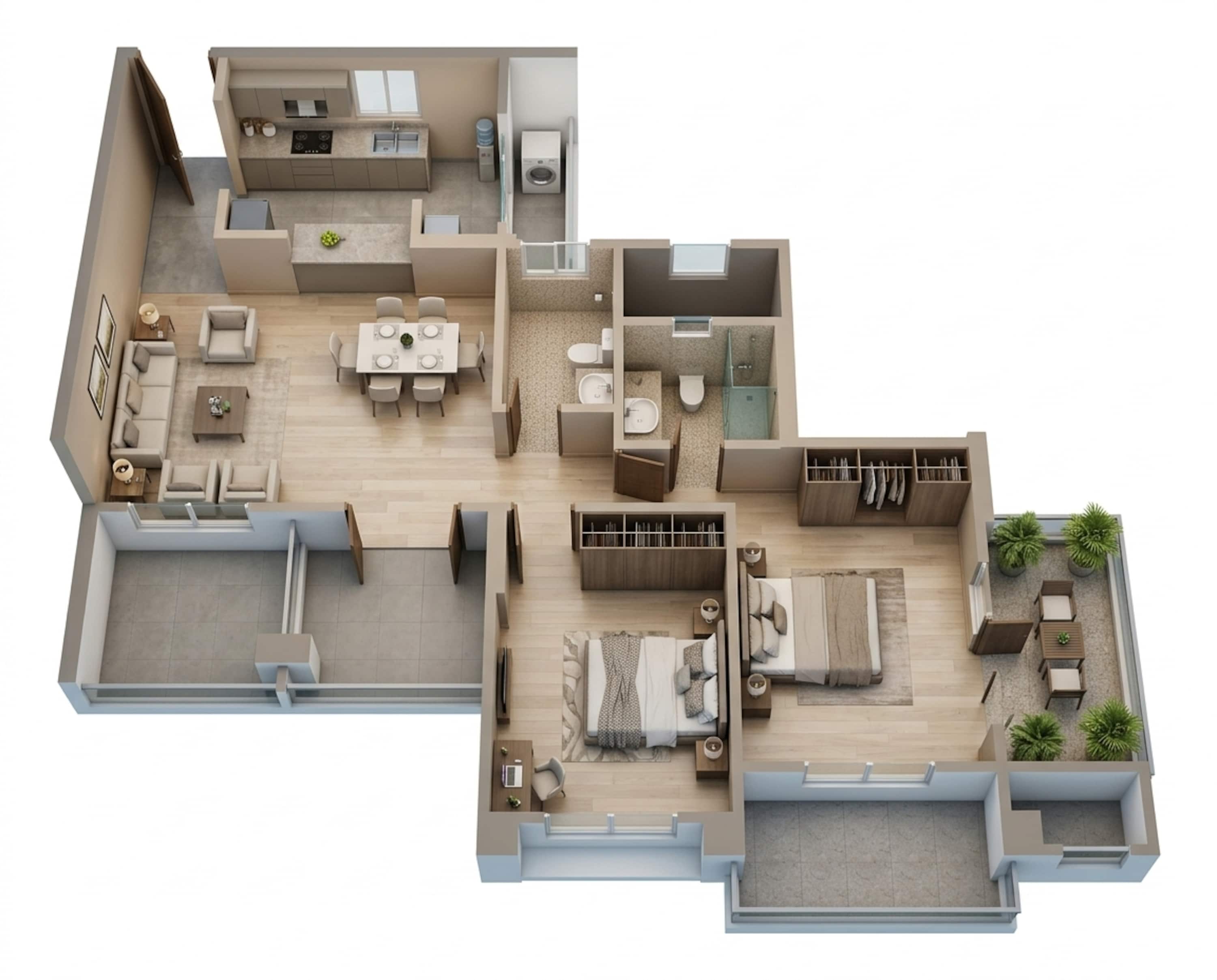 Floor plan of 2 BHK 780 Sq. Ft. Apartment in K Raheja Vistas Premiere, Pune