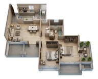 Floor plan of 2 BHK 780 Sq. Ft. Apartment in K Raheja Vistas Premiere, Pune