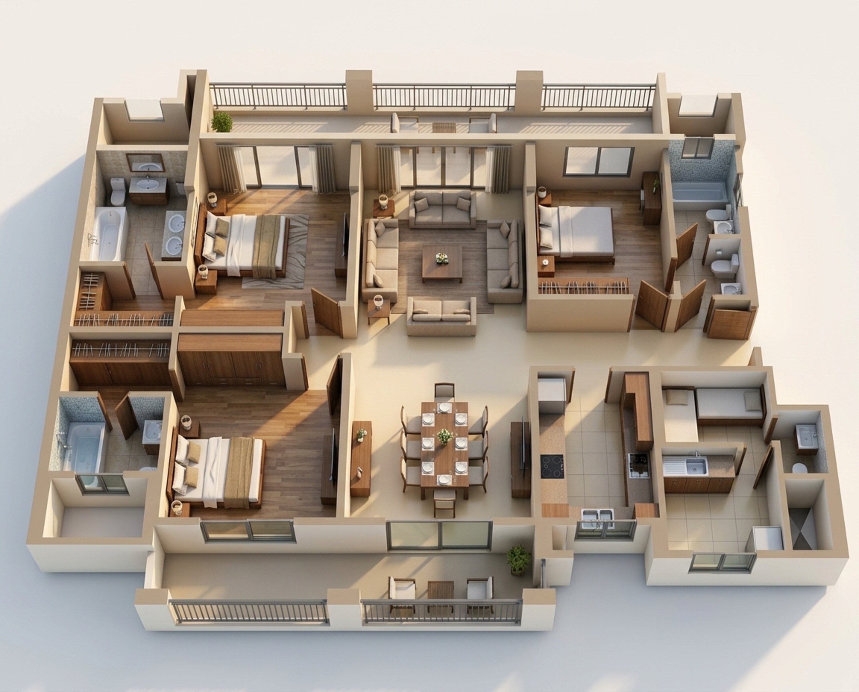 Floor plan of 3 BHK 1259 Sq. Ft. Apartment in K Raheja Vistas Premiere, Pune