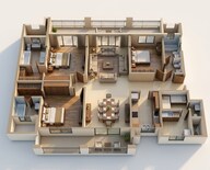 Floor plan of 3 BHK 1259 Sq. Ft. Apartment in K Raheja Vistas Premiere, Pune