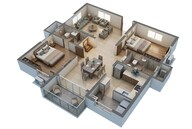 Floor plan of 2 BHK 1330 Sq. Ft. Apartment in Aparna Cyber Shine, Hyderabad