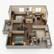 Floor plan of 2 BHK 1357 Sq. Ft. Apartment in Aparna Cyber Heights, Hyderabad