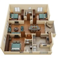 Floor plan of 3 BHK 1616 Sq. Ft. Apartment in Aparna Cyber Heights, Hyderabad