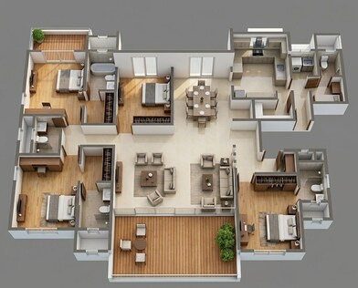 Floor plan of 3 BHK 2447 Sq. Ft. Apartment in Kalpataru Jade Residences, Pune
