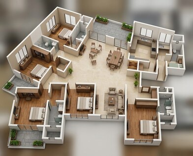 Floor plan of 4 BHK 2598 Sq. Ft. Apartment in Kalpataru Jade Residences, Pune