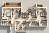 Floor plan of 3 BHK 1370 Sq. Ft. Apartment in Kalpataru Jade Residences, Pune