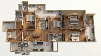 Floor plan of 3 BHK 2450 Sq. Ft. Apartment in Smart World One DXP, Gurgaon