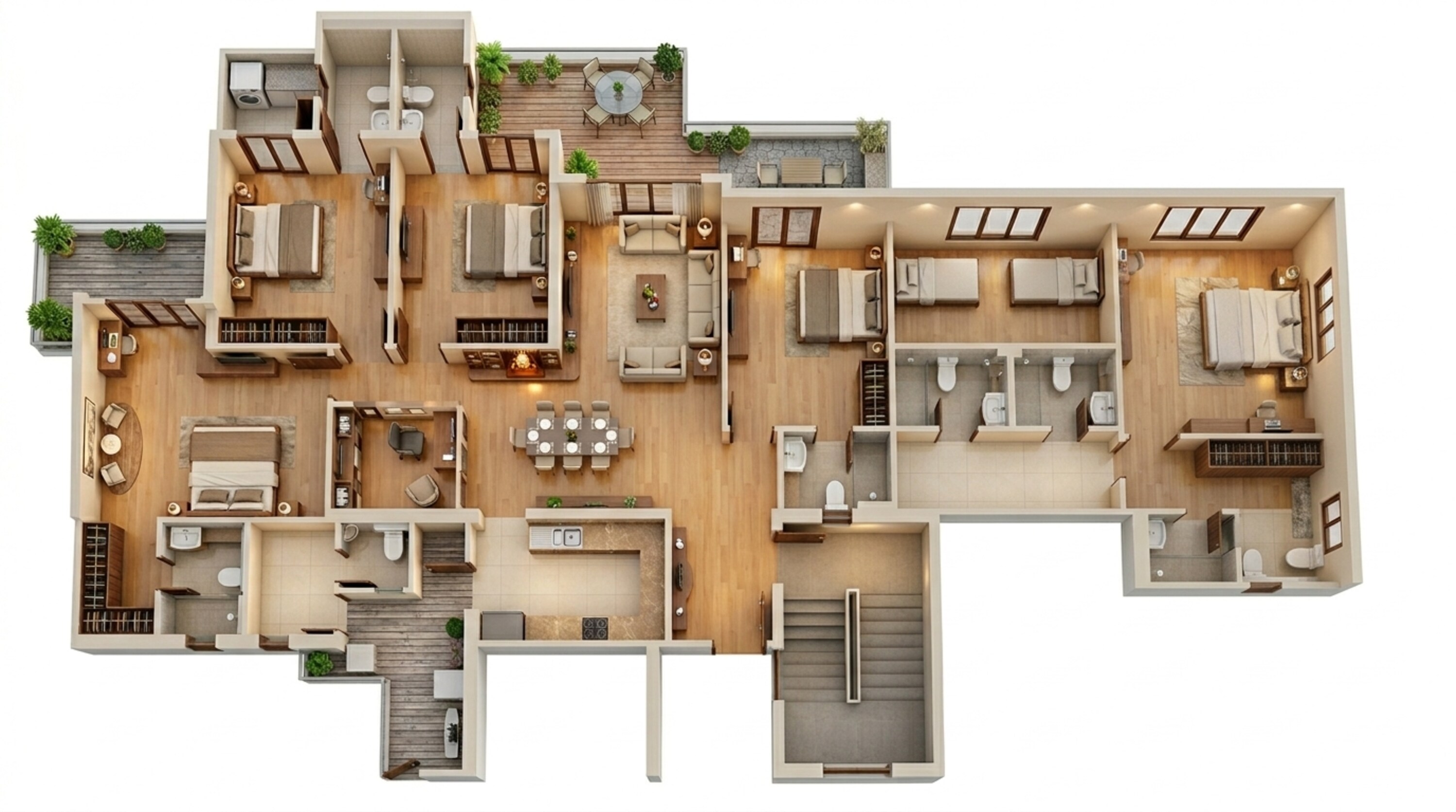 Floor plan of 4 BHK 3055 Sq. Ft. Apartment in Smart World One DXP, Gurgaon