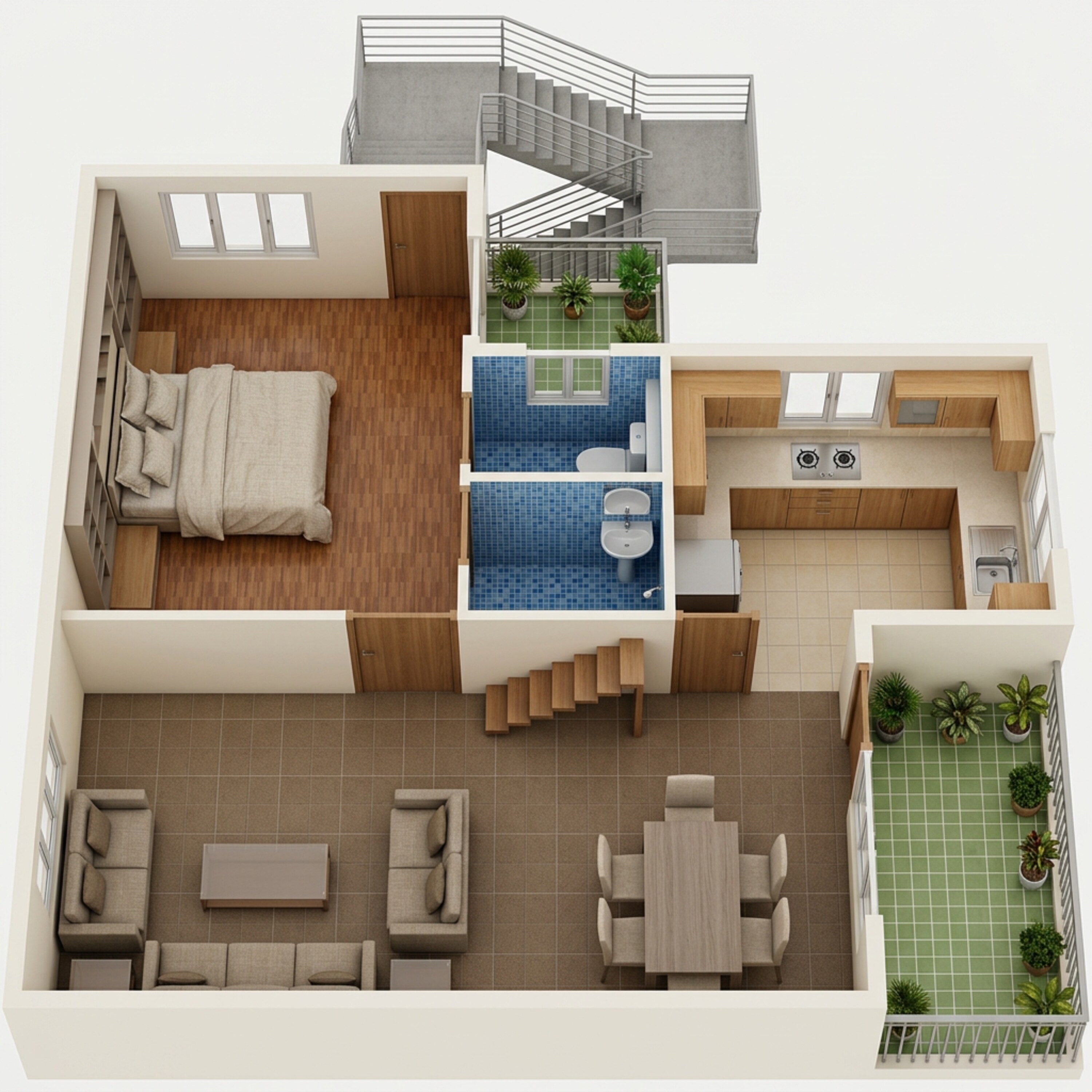 Floor plan of 1 BHK 426 Sq. Ft. Apartment in Raheja Krishna Housing Scheme, Gurgaon