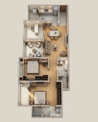 Floor plan of 2 BHK 920 Sq. Ft. Apartment in Goel Ganga Legend, Pune