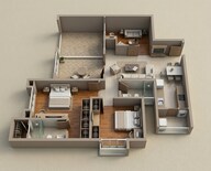 Floor plan of 3 BHK 824 Sq. Ft. Apartment in Goel Ganga Legend, Pune