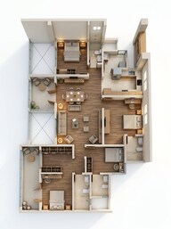Floor plan of 3 BHK 1176 Sq. Ft. Apartment in Goel Ganga Legend, Pune