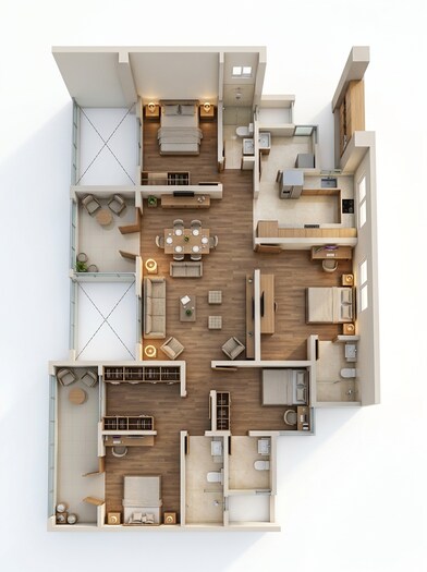 Floor plan of 3 BHK 1176 Sq. Ft. Apartment in Goel Ganga Legend, Pune