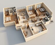 Floor plan of 4 BHK 1308 Sq. Ft. Apartment in Goel Ganga Legend, Pune